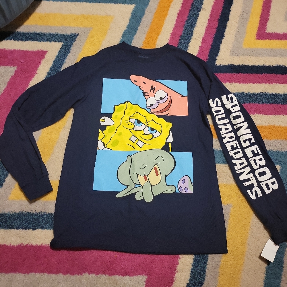 NWT Nickelodeon Men's Medium Spongebob Squarepants Long Sleeve Shirt Patrick +